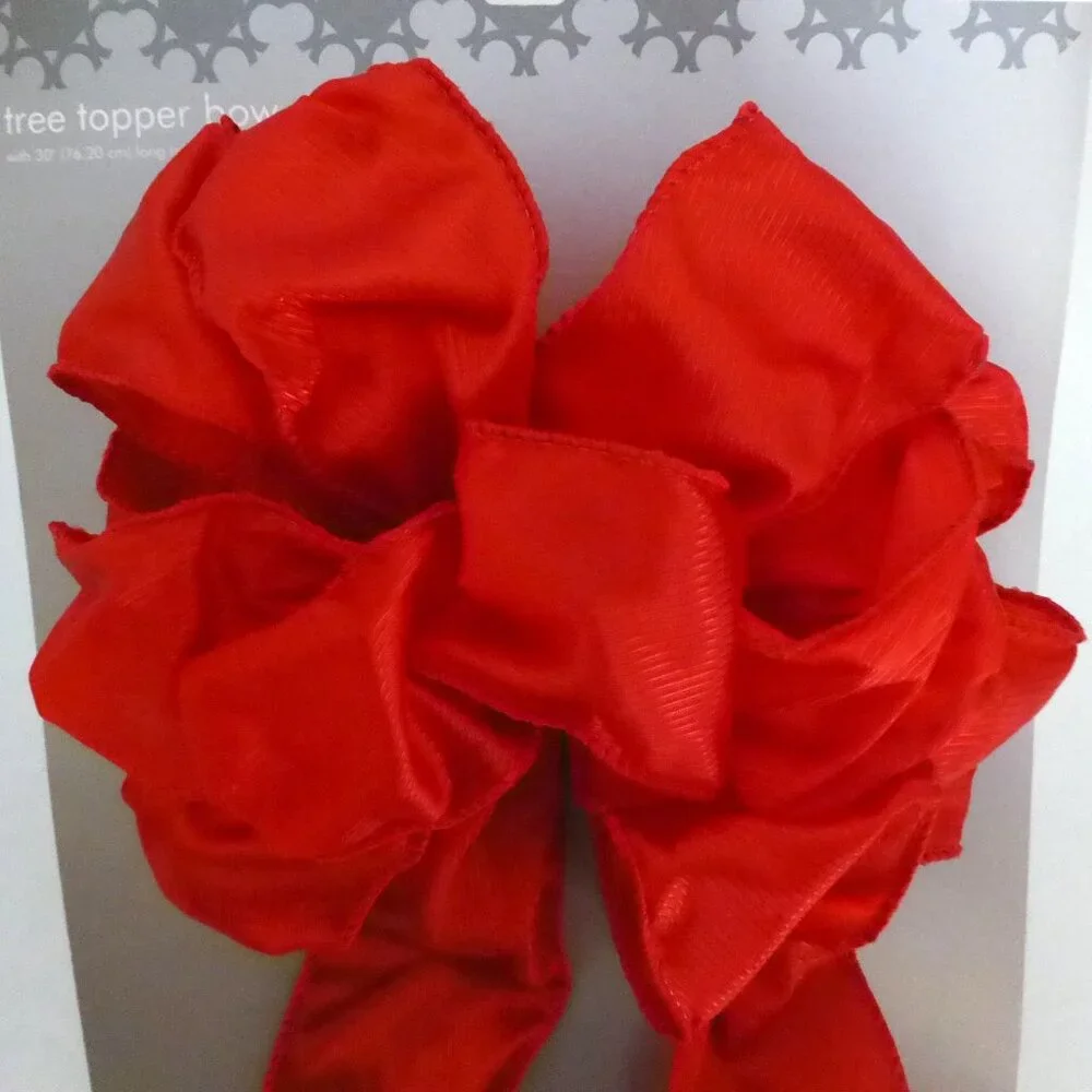 NEW 13” to 27” TARGET CHRISTMAS HOLIDAY RED WIRED TREE TOPPER BOW LOT OF 2